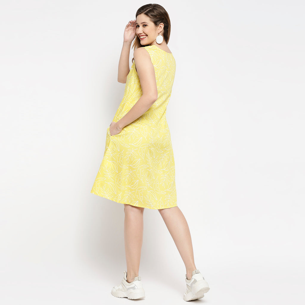 Women's Yellow Viscose Printed Kurta