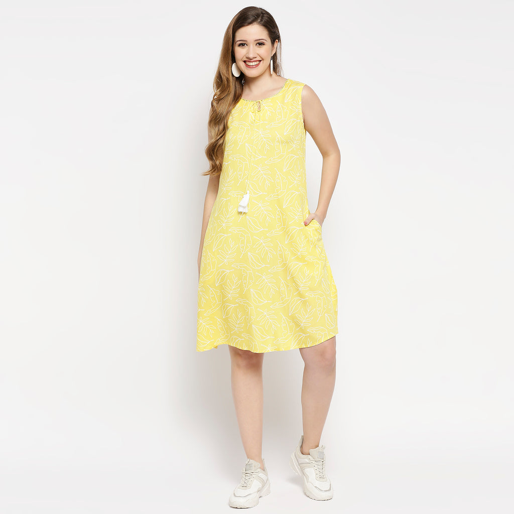 Women's Yellow Viscose Printed Kurta