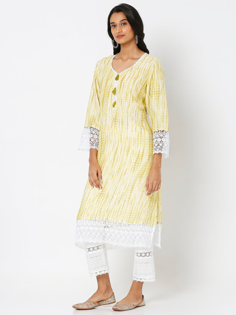 Women's Green Viscose Printed Kurta
