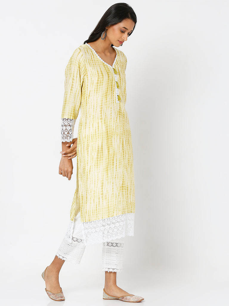 Women's Green Viscose Printed Kurta
