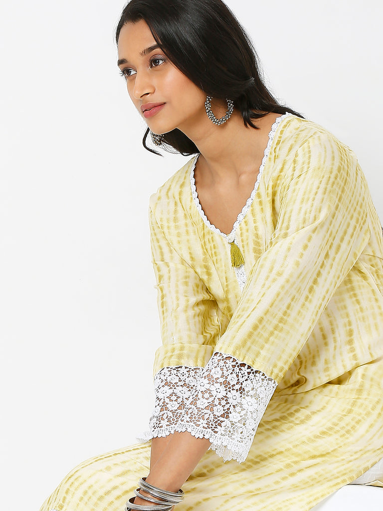 Women's Green Viscose Printed Kurta