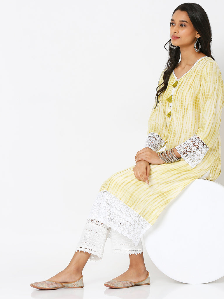 Women's Green Viscose Printed Kurta