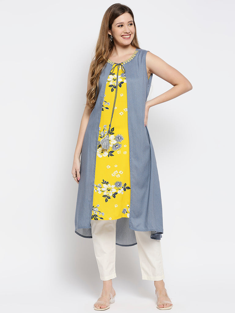 Women Navy Viscose Printed Dress