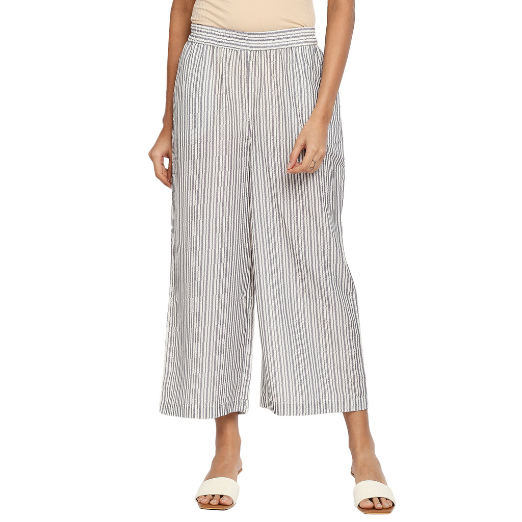Women's Grey Polyester Printed Palazzo
