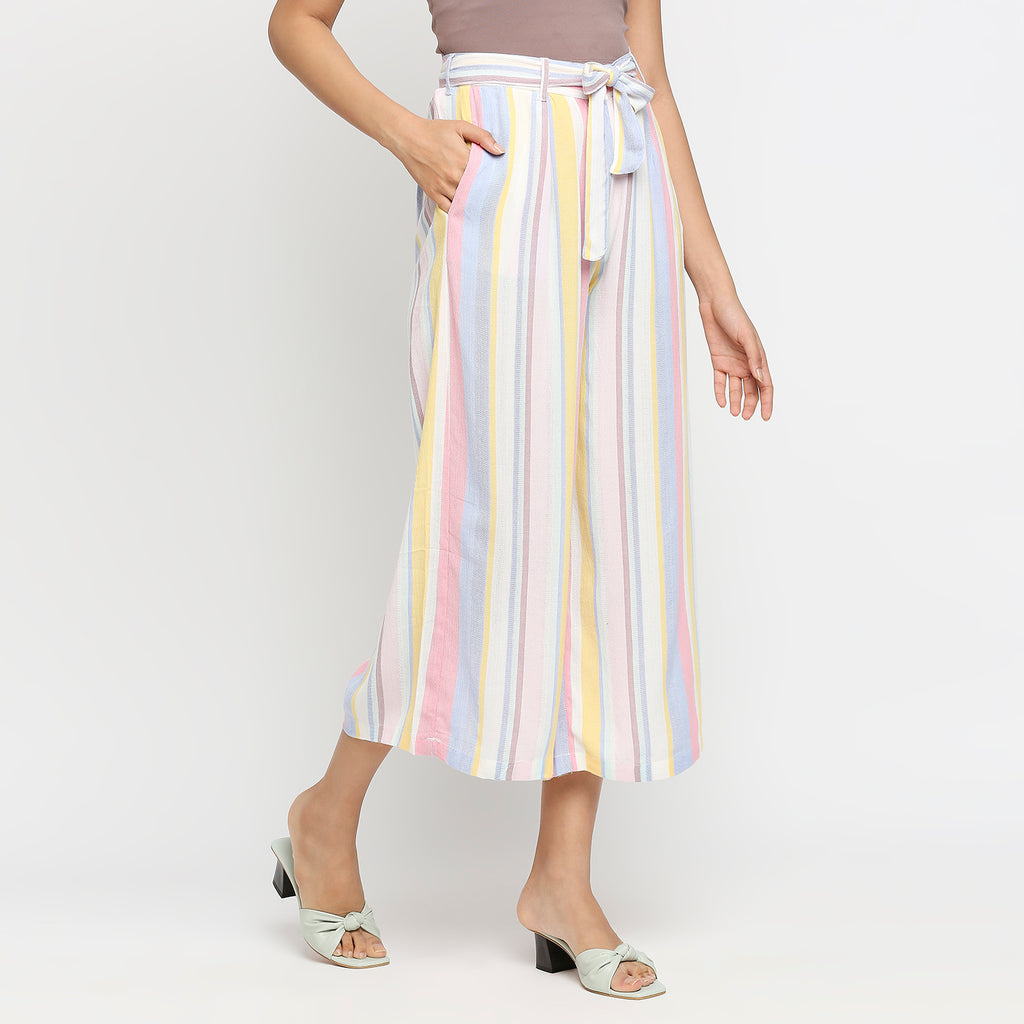 Women's Multicolour Viscose Striped Palazzo
