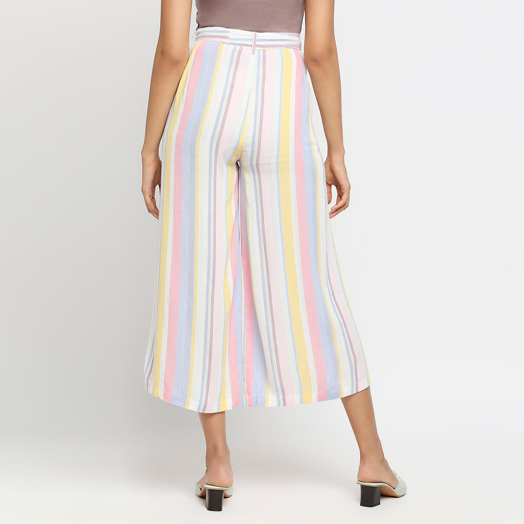 Women's Multicolour Viscose Striped Palazzo
