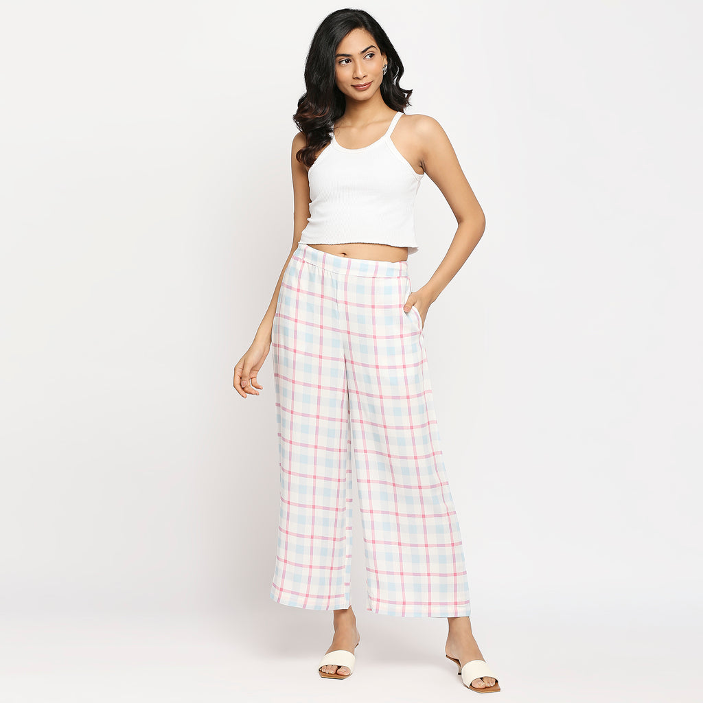 Women's Pink Viscose Printed Palazzo