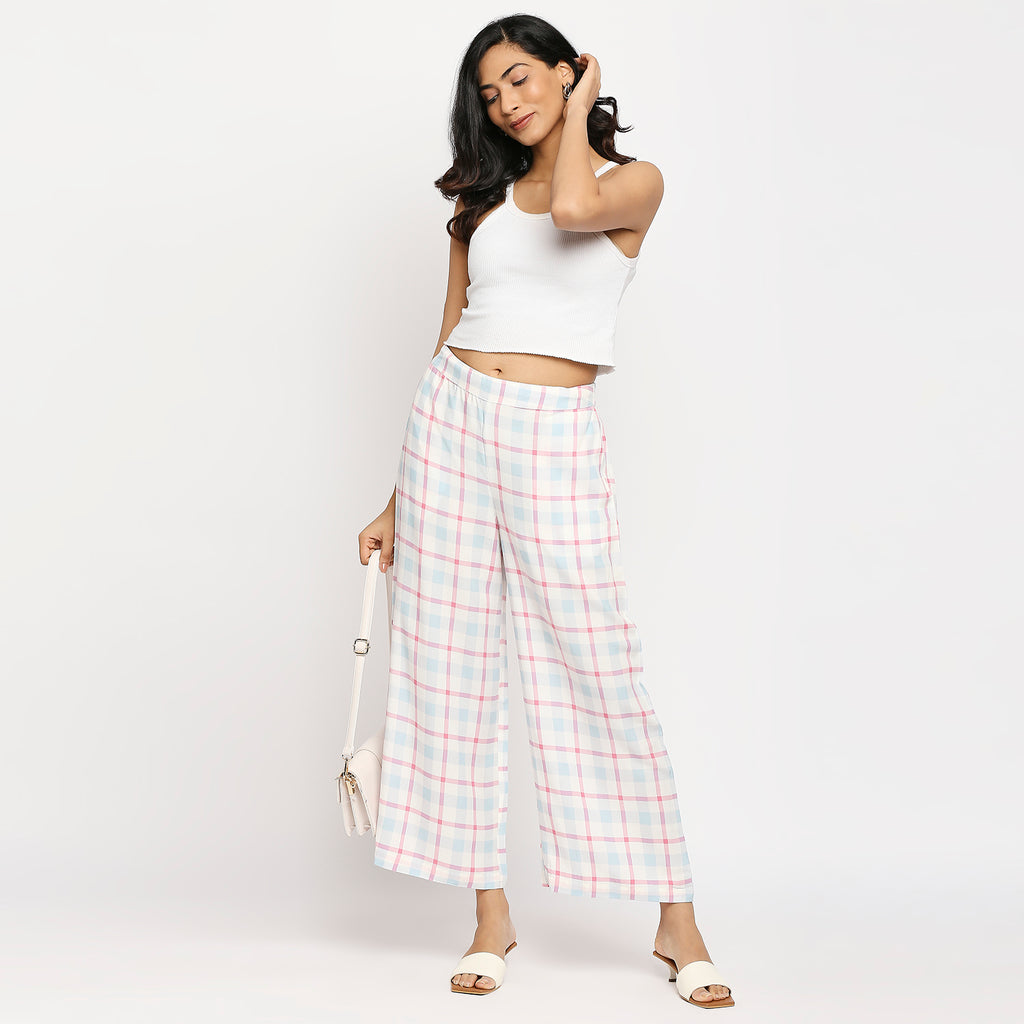 Women's Pink Viscose Printed Palazzo