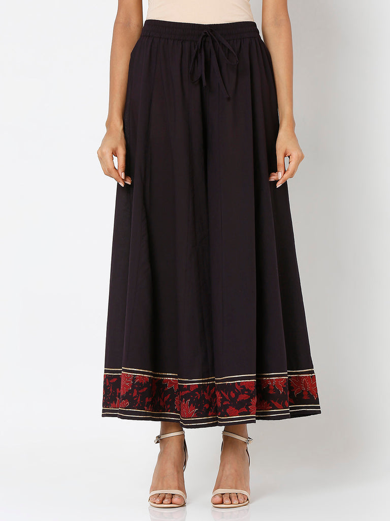 Women's Black Cotton Printed Kurta & Palazzo Sets