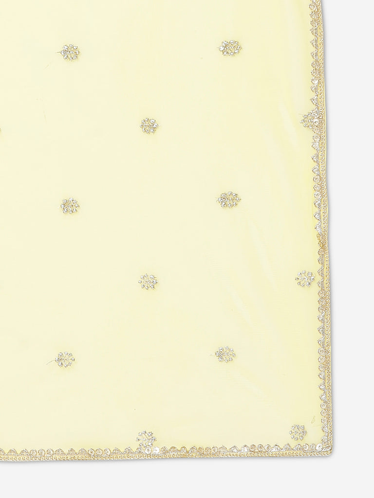 Women's Yellow Poly Georgette Embroidered Kurta & Palazzo Sets