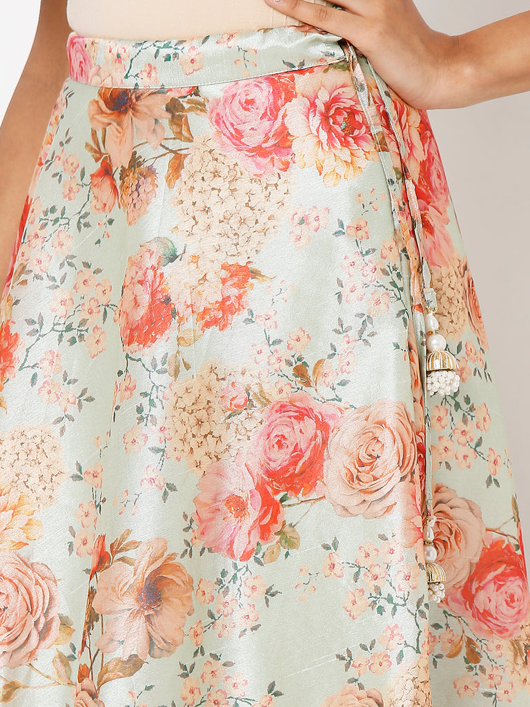 Women's Cream Polyester Printed Skirts