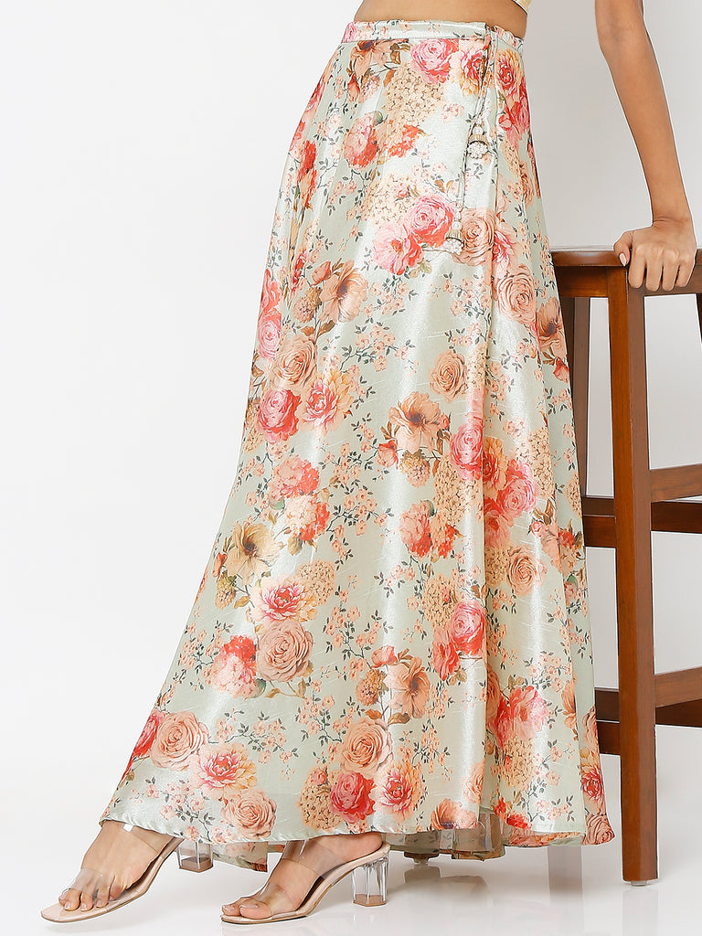 Women's Cream Polyester Printed Skirts