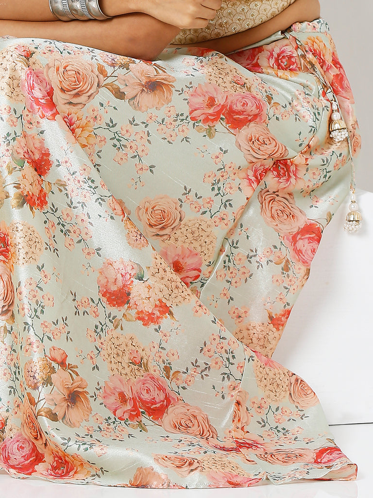 Women's Cream Polyester Printed Skirts