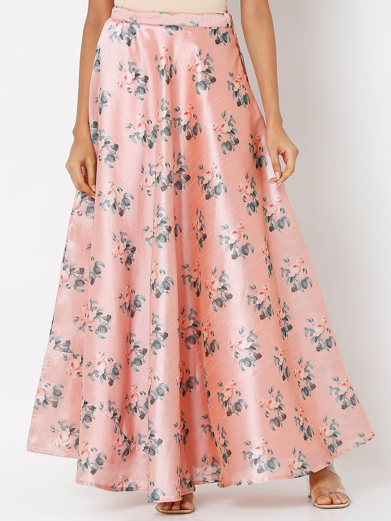 Women's Dusty Pink Polyester Printed Skirts