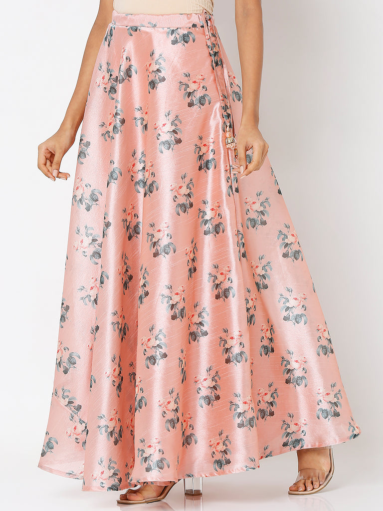 Women's Dusty Pink Polyester Printed Skirts