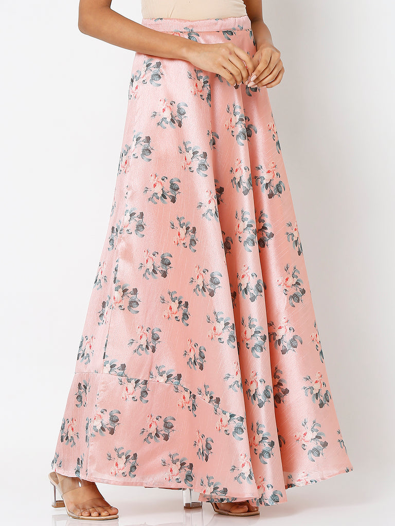 Women's Dusty Pink Polyester Printed Skirts