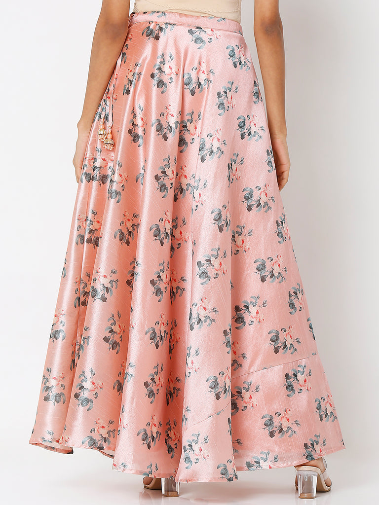 Women's Dusty Pink Polyester Printed Skirts