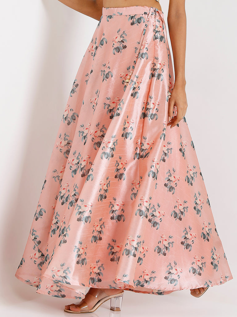 Women's Dusty Pink Polyester Printed Skirts