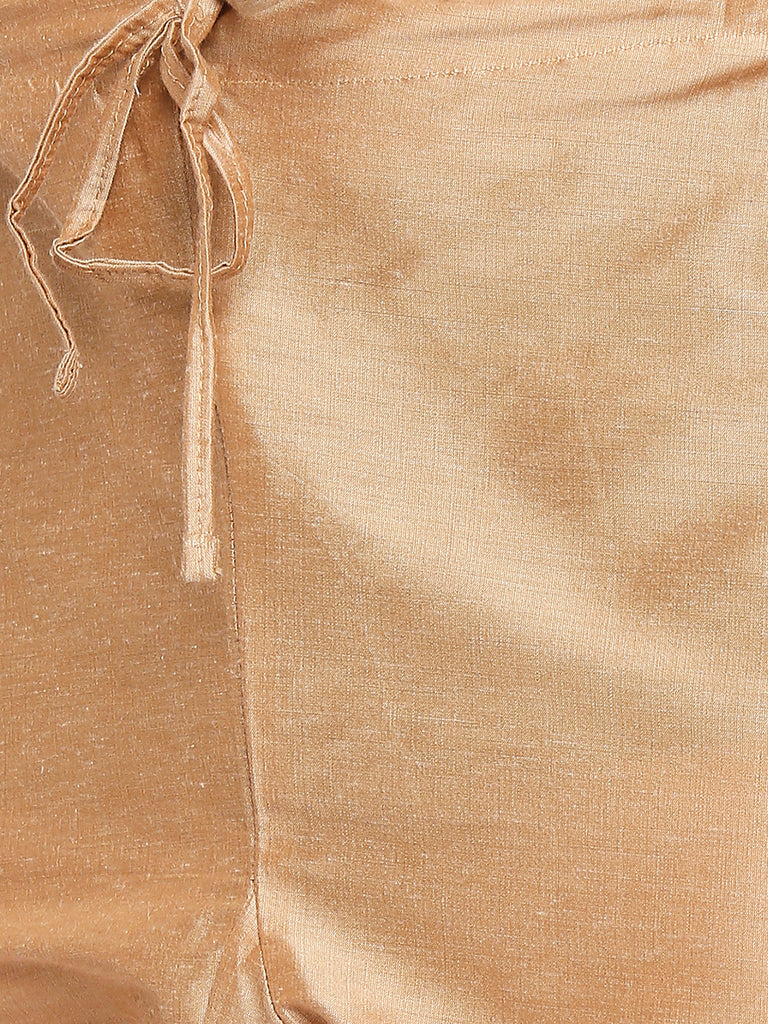 Men's Cream Polyester Embroidered Kurta