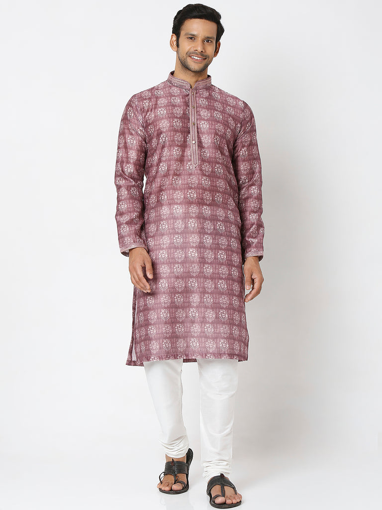 Men's Onion Polyester Embroidery Kurta