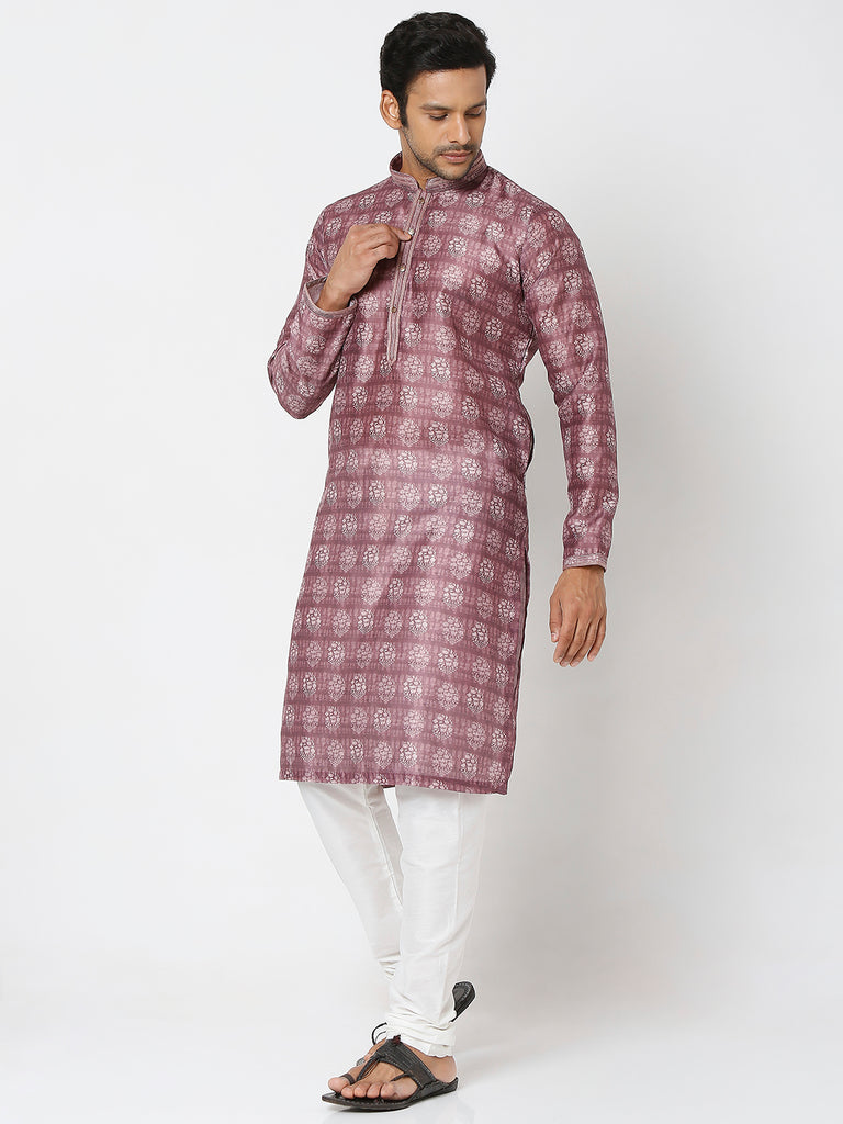 Men's Onion Polyester Embroidery Kurta