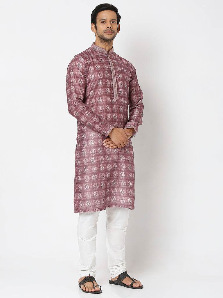 Men's Onion Polyester Embroidery Kurta