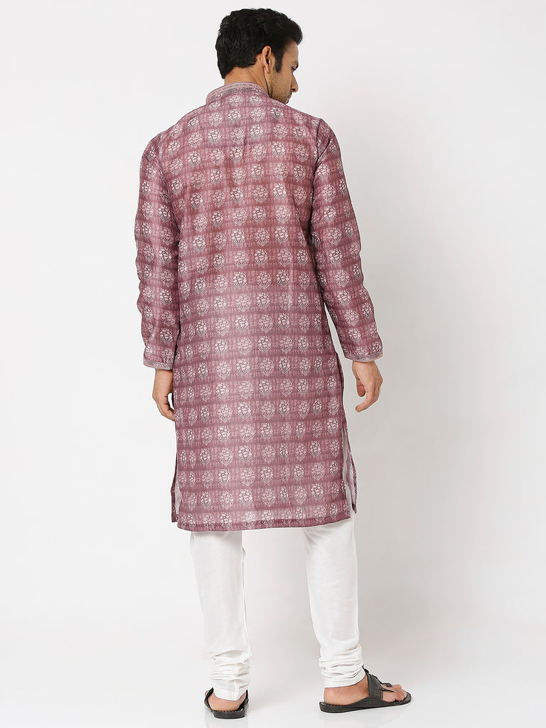 Men's Onion Polyester Embroidery Kurta