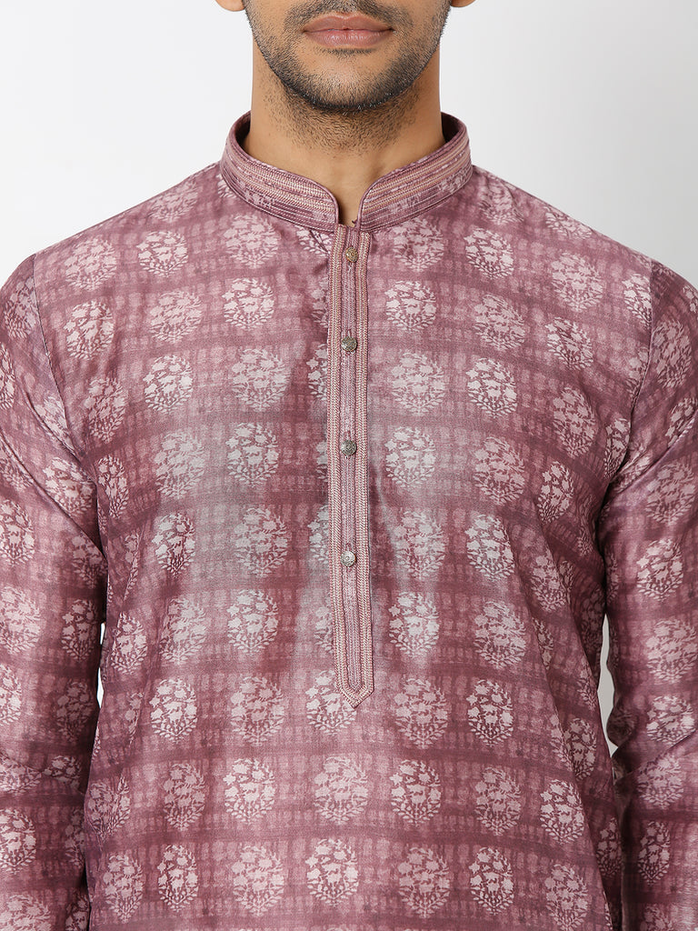 Men's Onion Polyester Embroidery Kurta