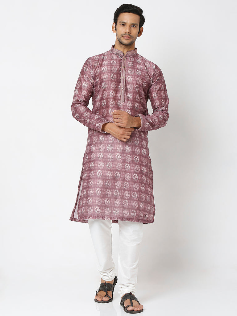 Men's Onion Polyester Embroidery Kurta
