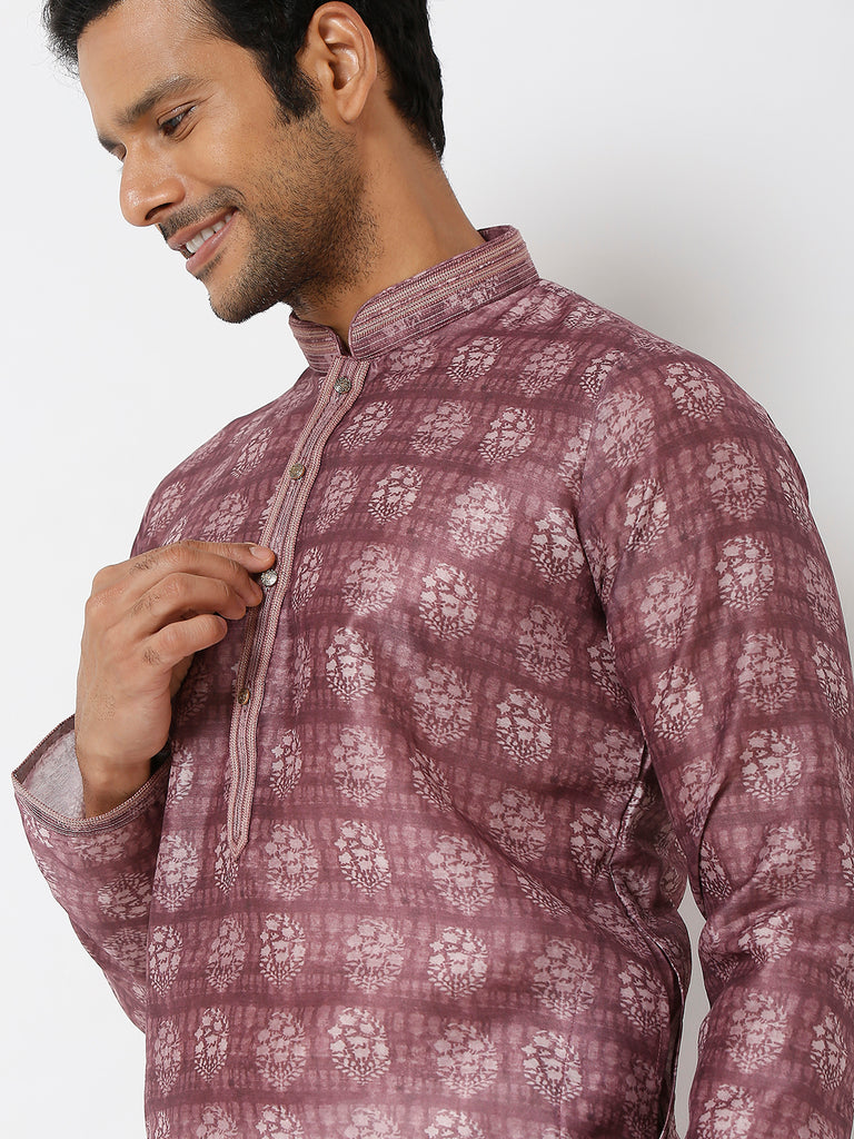 Men's Onion Polyester Embroidery Kurta