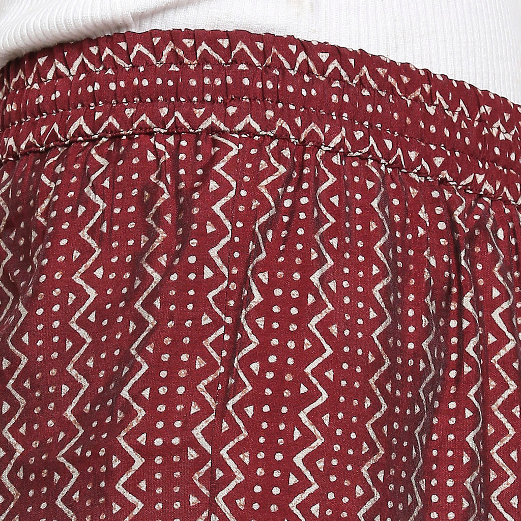 Women's Maroon Viscose Blend Printed Palazzo