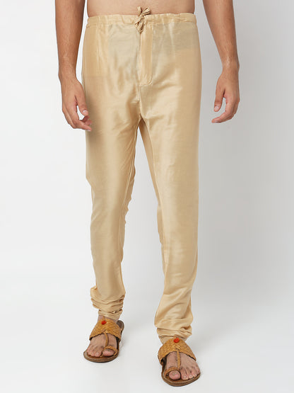 Men's Off White Polyester Cotton Embroidered Kurta Pyjama Set