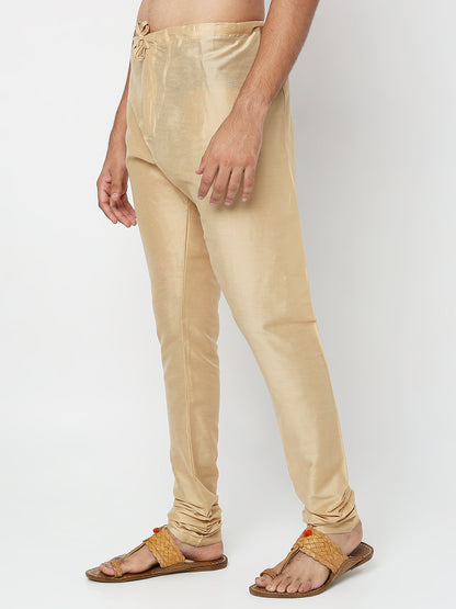 Men's Off White Polyester Cotton Embroidered Kurta Pyjama Set