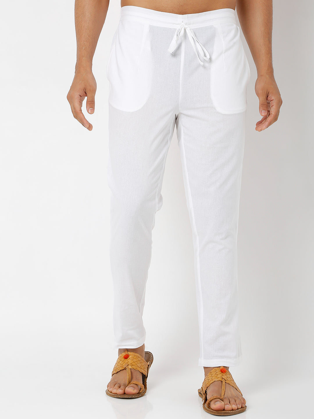 Men's White Poplin Solid Pyjamas