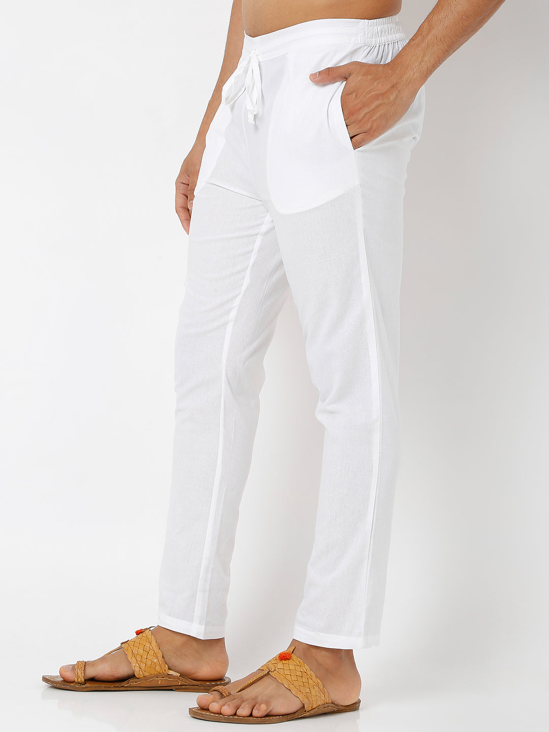 Men's White Poplin Solid Pyjamas