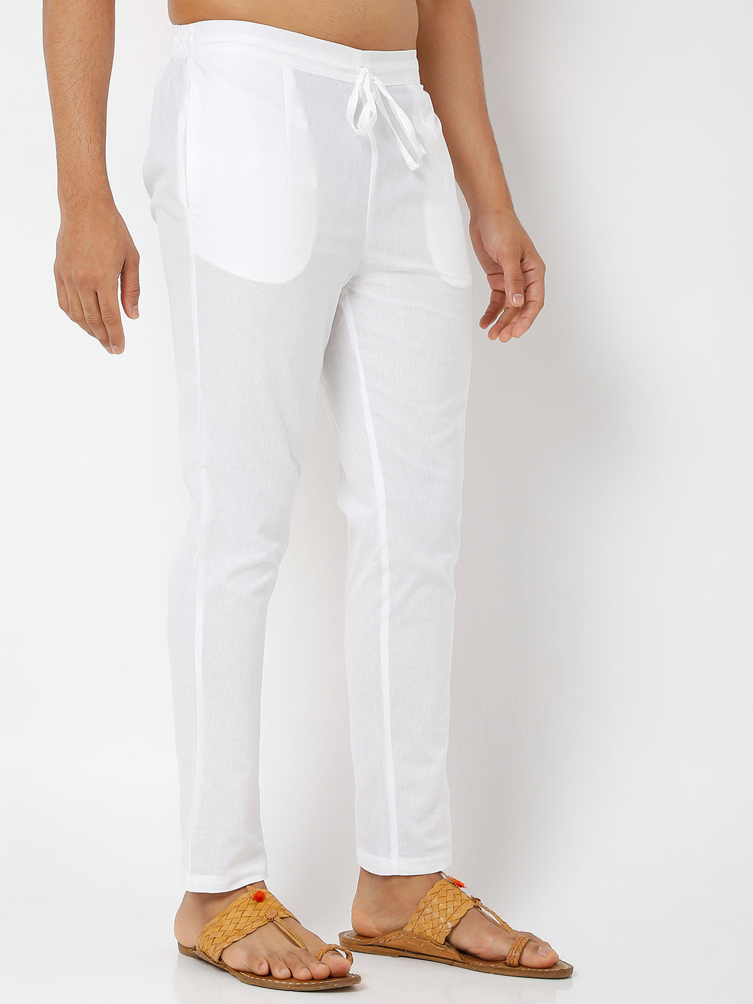 Men's White Poplin Solid Pyjamas