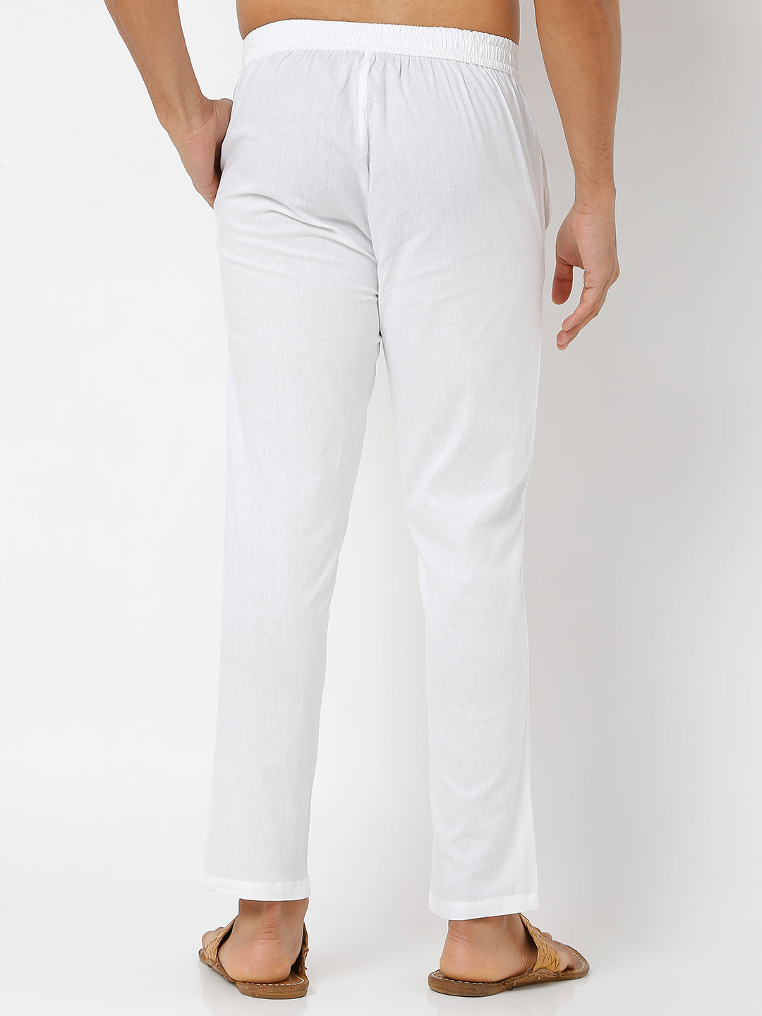 Men's White Poplin Solid Pyjamas
