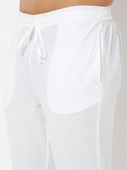 Men's White Poplin Solid Pyjamas