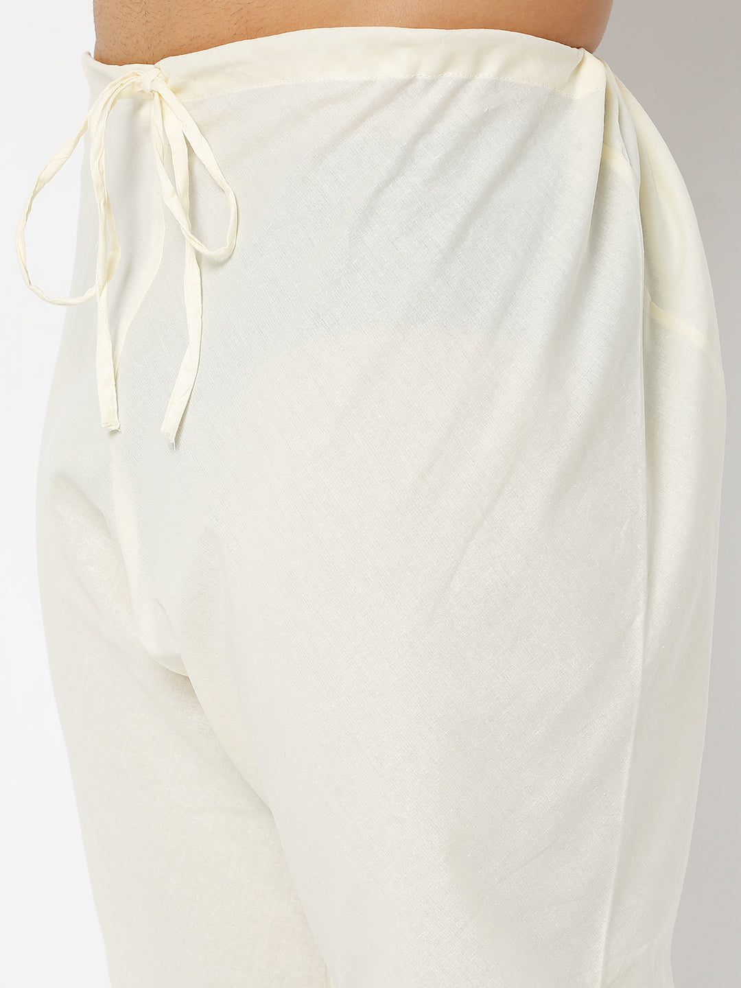 Men's Off White Poplin Solid Churidar