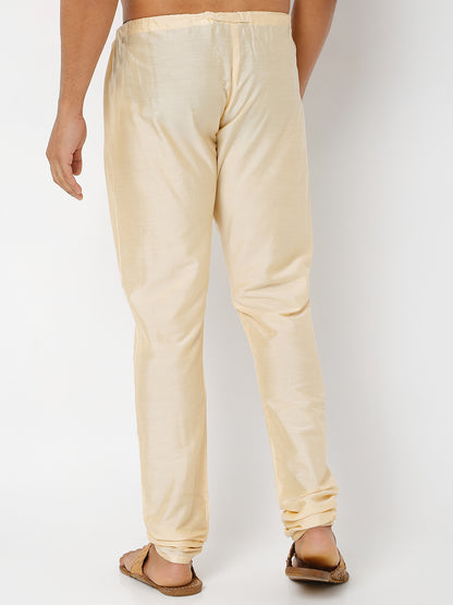 Men's Beige Polyster Blend Solid Churidar