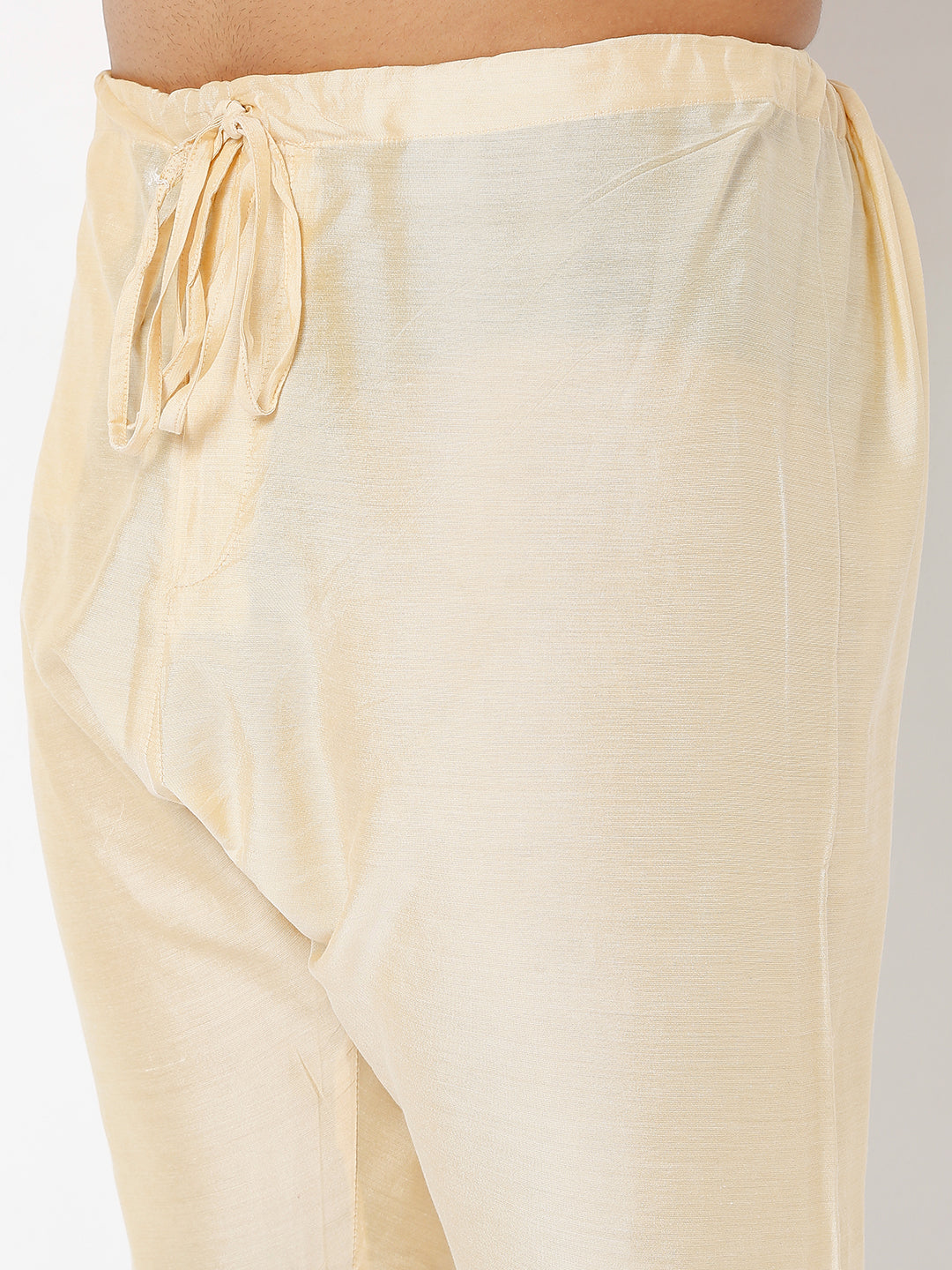 Men's Beige Polyster Blend Solid Churidar
