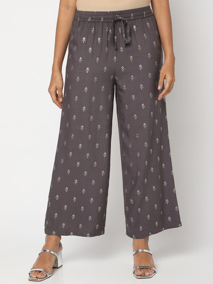 Women's Grey Rayon Printed Palazzos