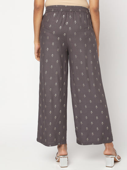Women's Grey Rayon Printed Palazzos