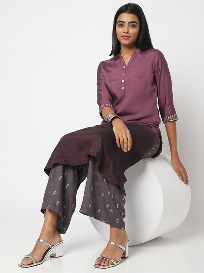 Women's Grey Rayon Printed Palazzos