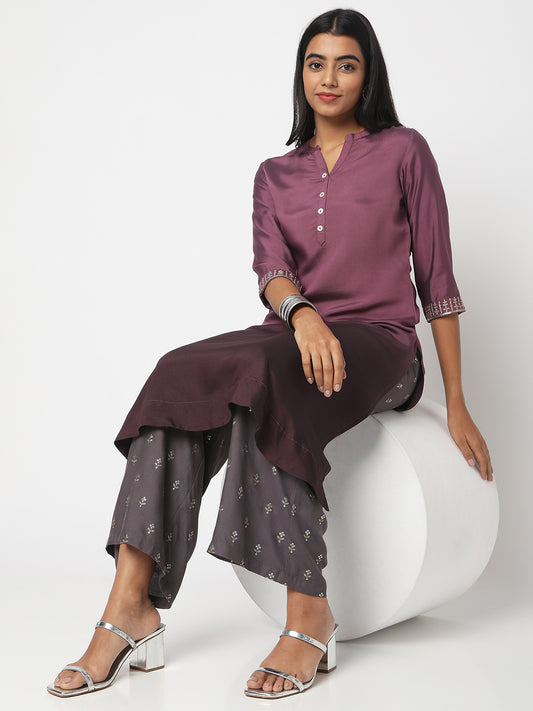 Women's Grey Rayon Printed Palazzos