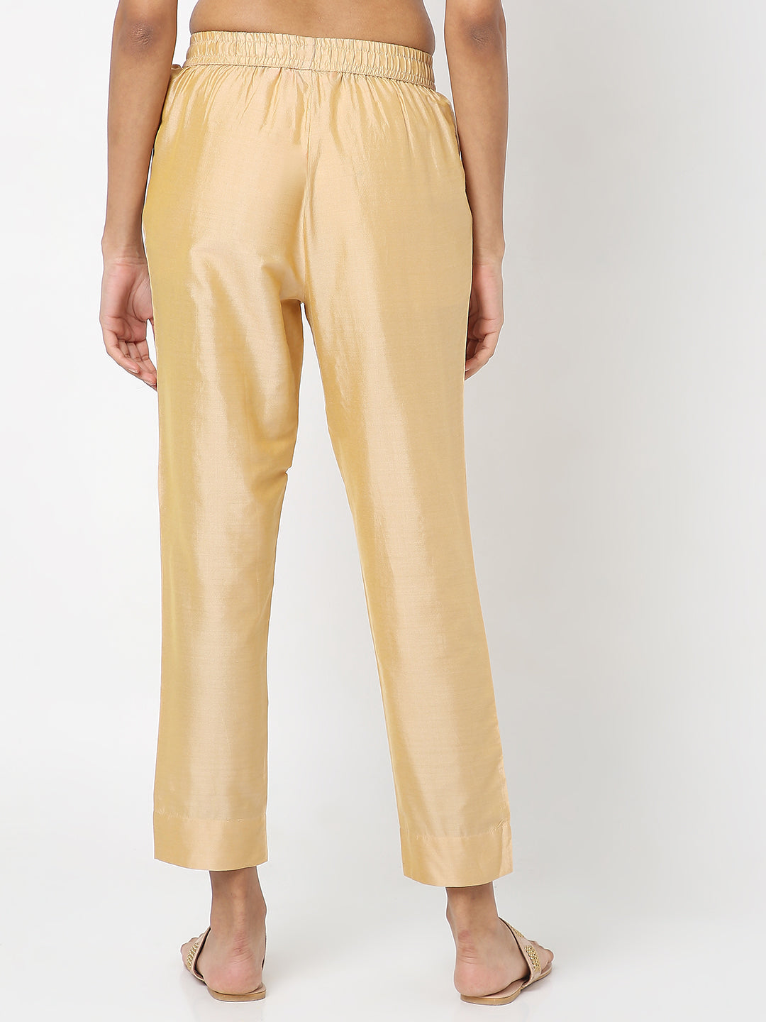 Women's Gold Viscose Pst Solid Pant