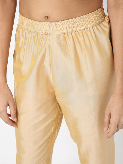 Women's Gold Viscose Pst Solid Pant