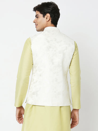 Men's Cream Polyester Solid Jackets
