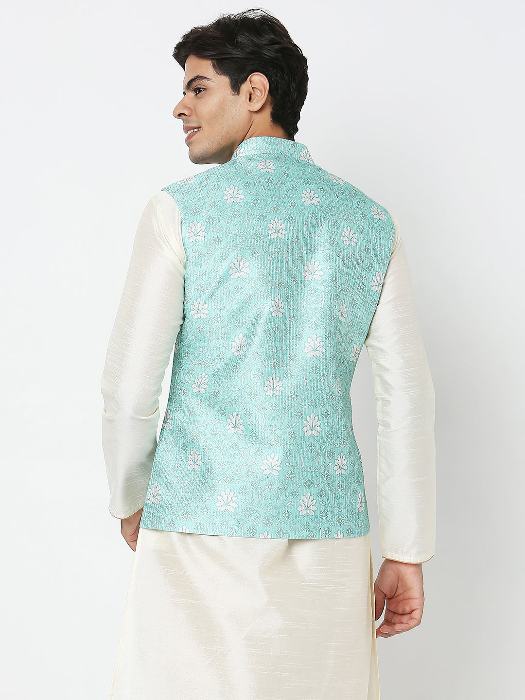 Men's Sky Blue Polyester Floral Jackets