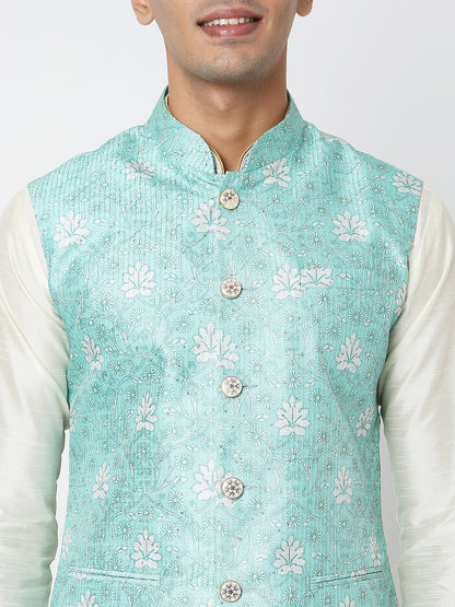Men's Sky Blue Polyester Floral Jackets